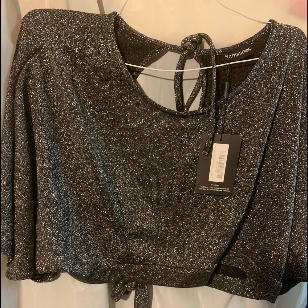 Glitter Tie Back Crop Top